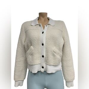 William Rast Cream Teddy Jacket with Black Buttons Size M